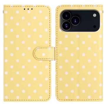 Custodia a portafoglio per iPhone 17 Pro con motivo a pois - Giallo