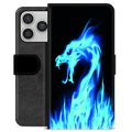 iPhone 17 Pro Custodia Portafoglio - Drago di Fuoco Blu