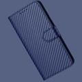 iPhone 17 Pro Custodia Premium a portafoglio con cinturino - Struttura in fibra di carbonio - Blu carbonio