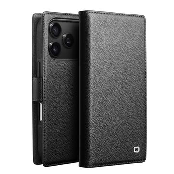 Custodia in pelle con portafoglio staccabile 2-in-1 iPhone 17 Pro Qialino - Compatibile con MagSafe - Nera