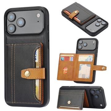 Custodia in Stile Retrò con Portafoglio per iPhone 17 Pro - Nera