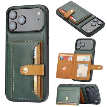Custodia in Stile Retrò con Portafoglio per iPhone 17 Pro - Verde