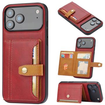 Custodia in Stile Retrò con Portafoglio per iPhone 17 Pro - Rossa