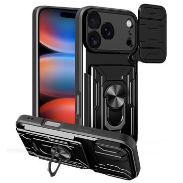 Custodia ibrida con anello rotante e protezione per fotocamera per iPhone 17 Pro - Nera