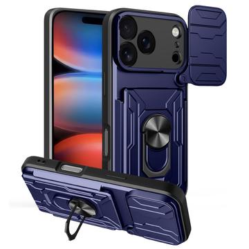 Custodia ibrida con anello rotante e protezione per fotocamera per iPhone 17 Pro - Blu