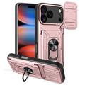 Custodia ibrida con anello rotante e protezione per fotocamera per iPhone 17 Pro - Rosa Oro