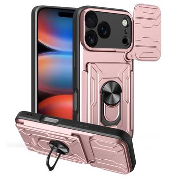 Custodia ibrida con anello rotante e protezione per fotocamera per iPhone 17 Pro - Rosa Oro