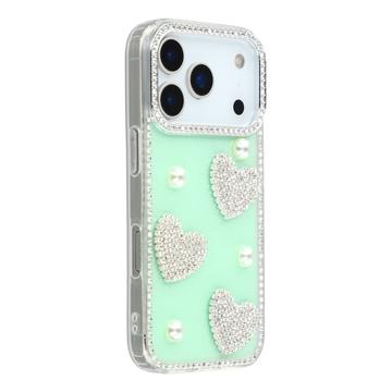 Custodia ibrida iPhone 17 Pro Amore scintillante e perla - Verde