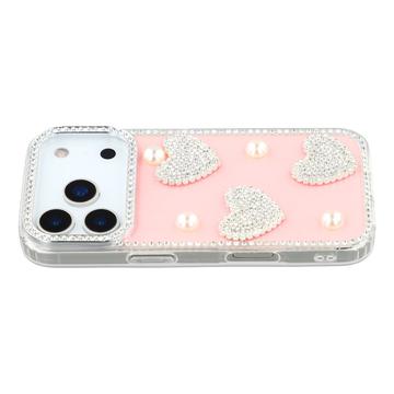 Custodia ibrida iPhone 17 Pro Amore scintillante e perla - Rosa