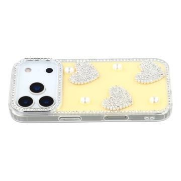 Custodia ibrida iPhone 17 Pro Amore scintillante e perla - Gialla