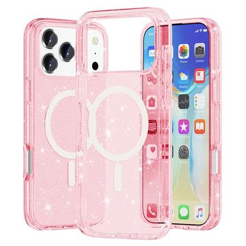 Custodia Ibrida Serie Stylish Glitter per iPhone 17 Pro - Compatibile con MagSafe - Rosa