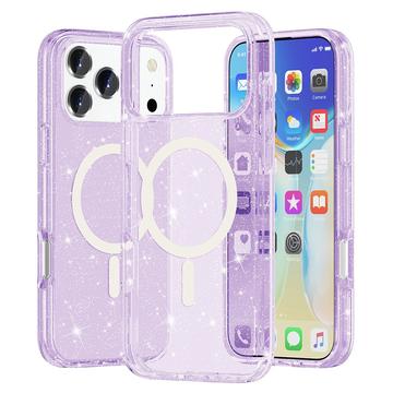 Custodia Ibrida Serie Stylish Glitter per iPhone 17 Pro - Compatibile con MagSafe - Viola
