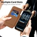 Custodia a libro magnetica elegante per iPhone 17 Pro con scomparti per carte RFID - Marrone
