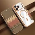 Custodia a libro magnetica elegante per iPhone 17 Pro con scomparti per carte RFID - Marrone