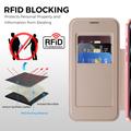 Custodia a libro magnetica elegante per iPhone 17 Pro con scomparti per carte RFID - Rosa