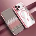 Custodia a libro magnetica elegante per iPhone 17 Pro con scomparti per carte RFID - Rosa