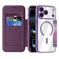 Custodia a libro magnetica elegante per iPhone 17 Pro con scomparti per carte RFID - Viola