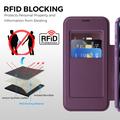 Custodia a libro magnetica elegante per iPhone 17 Pro con scomparti per carte RFID - Viola