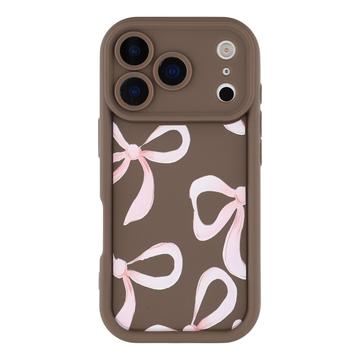Custodia elegante in TPU antiurto per iPhone 17 Pro con bordi rialzati - Marrone / Grande fiocco