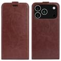 Custodia Flip Verticale con Slot per Schede per iPhone 17 Pro - Marrone
