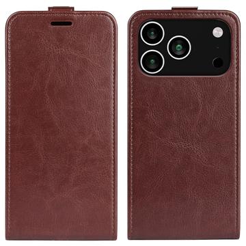 Custodia Flip Verticale con Slot per Schede per iPhone 17 Pro - Marrone