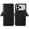 Custodia a Portafoglio in Pelle con RFID per iPhone 17 Pro - Nera