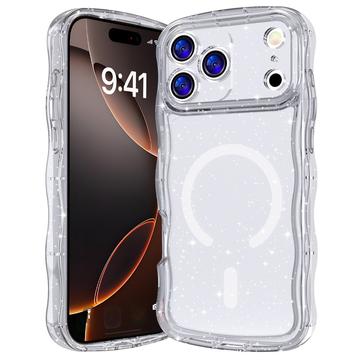 Custodia MagSafe per iPhone 17 Pro Wave-Edge Laser Glitter - Trasparente