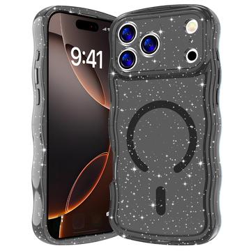 Custodia MagSafe per iPhone 17 Pro Wave-Edge Laser Glitter - Nero traslucido