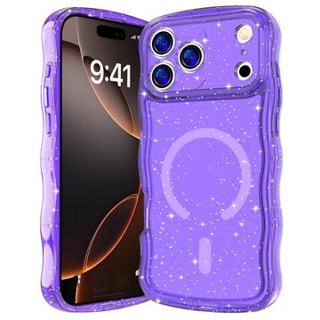 Custodia MagSafe per iPhone 17 Pro Wave-Edge Laser Glitter - Viola traslucido