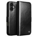 Custodia in pelle a portafoglio iPhone 17 Qialino Classic - nera