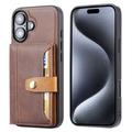 Custodia in Stile Retrò con Portafoglio per iPhone 17 - Marrone