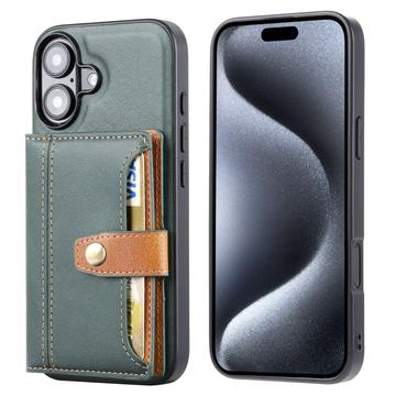 Custodia in Stile Retrò con Portafoglio per iPhone 17 - Verde