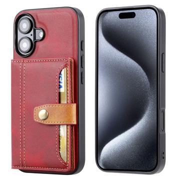 Custodia in Stile Retrò con Portafoglio per iPhone 17 - Rossa