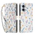 Custodia a portafoglio floreale rombica per iPhone 17