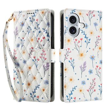 Custodia a portafoglio floreale rombica per iPhone 17