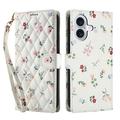 Custodia a portafoglio floreale rombica per iPhone 17 - Rose
