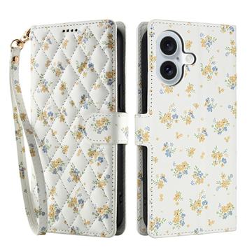 Custodia a portafoglio floreale rombica per iPhone 17 - Fiori gialli