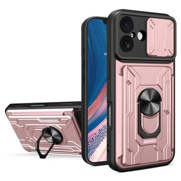 Custodia ibrida con anello rotante e protezione per fotocamera per iPhone 17 - Rosa Oro