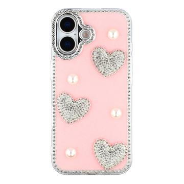 Custodia ibrida iPhone 17 Amore scintillante e perla - Rosa