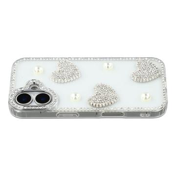 Custodia ibrida iPhone 17 Amore scintillante e perla - Trasparente