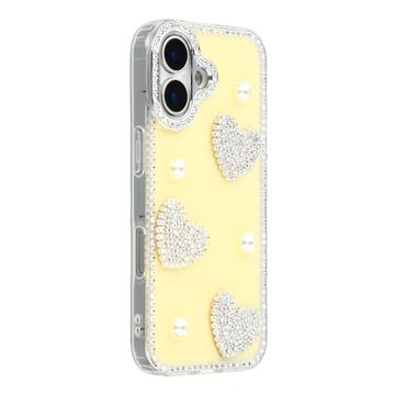 Custodia ibrida iPhone 17 Amore scintillante e perla - Gialla