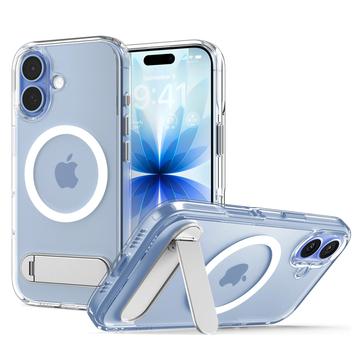 Custodia MagSafe iPhone 17 Spigen Ultra Hybrid S Mag con Kickstand - Bianca / Trasparente