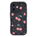 Custodia antiurto in TPU per iPhone 17 con bordi rialzati - Nero / Ciliegie