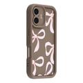 Custodia elegante in TPU antiurto per iPhone 17 con bordi rialzati - Marrone / Grande fiocco