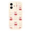 Custodia elegante in TPU antiurto per iPhone 17 con bordi rialzati - Bianca / Ciliegie con fiocco
