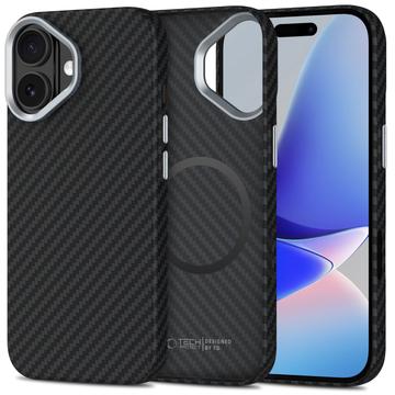 Custodia in plastica per iPhone 17 Tech-Protect Ion Carbon - Compatibile con MagSafe - Nera / Argenta