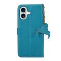 Custodia a Portafoglio in Pelle con RFID per iPhone 17 - Blu