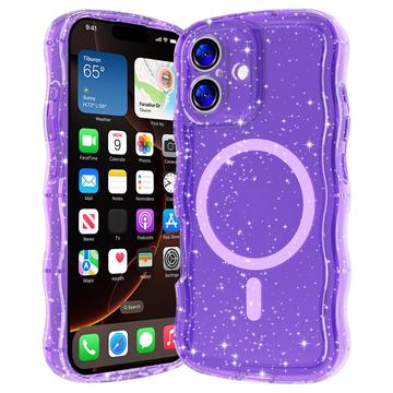 Custodia MagSafe per iPhone 17 Wave-Edge Laser Glitter - Viola traslucido