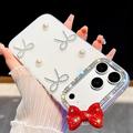 Custodia ibrida decorativa con fiocco per iPhone 18 Pro/17 Pro - Bianco perla