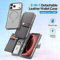 Custodia in pelle a portafoglio con copertura magnetica Dux Ducis Lawa per iPhone 18 Pro - Grigia